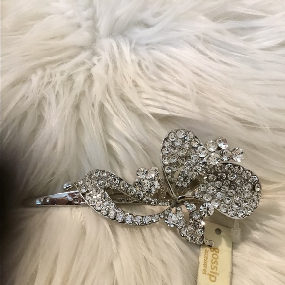 VINTAGE Gossip Large Dressy Large Silver Toned Clear Stone Hair Clip - Picture 2 of 5